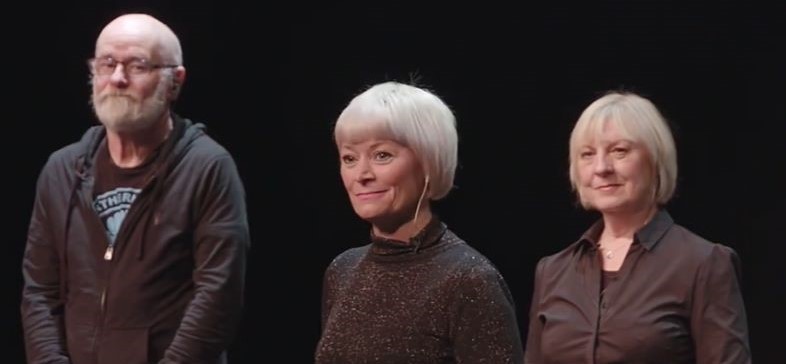 Live performance photo with actors Dave Johns, Sharon Percy & Jackie Lye